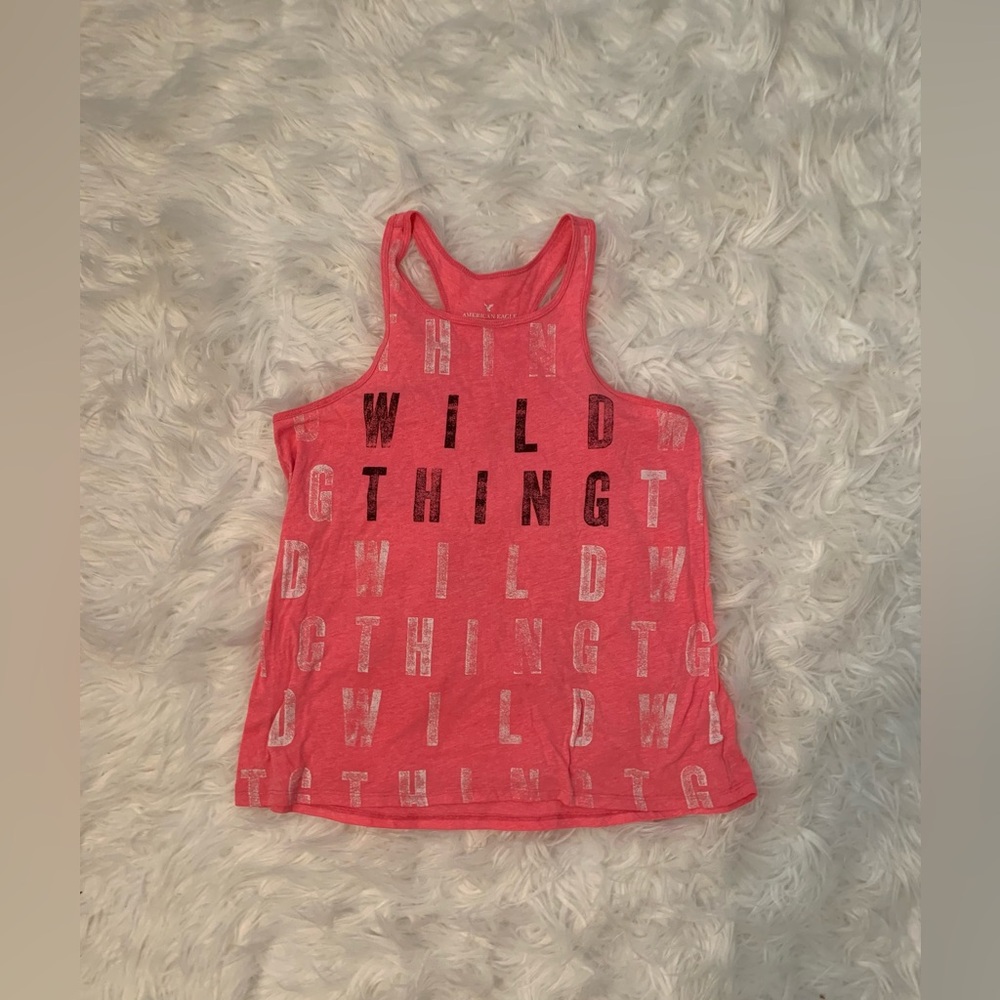 American Eagle Outfitters Pink Graphic Racerback Tank - "Wild Thing"